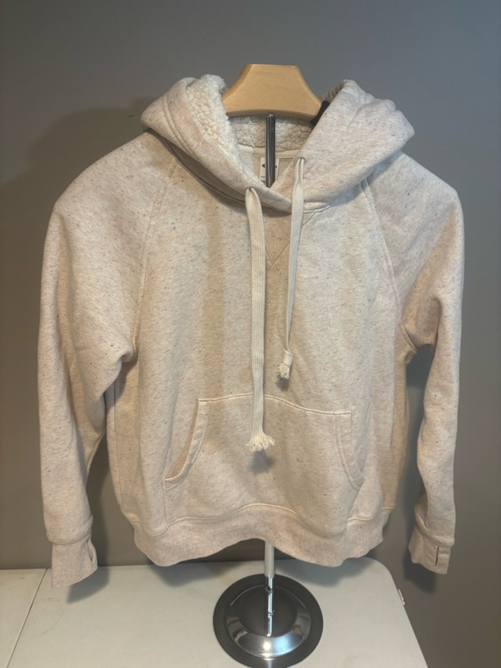 Old Navy Oatmeal Sherpa lined Pullover Hoodie